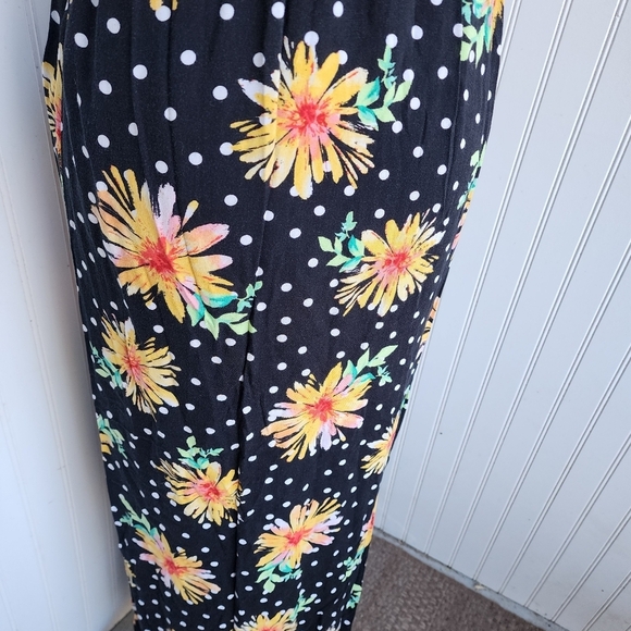 Bongo Maxi Dress Womens Black Yellow Sunflower Strapless Chic Floral Ruffle Sz S - Picture 7 of 13